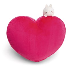NICI - Kussen MOLANG hartvormig 42x27cm met knuffel MOLANG 10cm