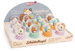 NICI - Assortiment glitter wereldbol mymochi 6,5cm 3 designs in display 12 stuks