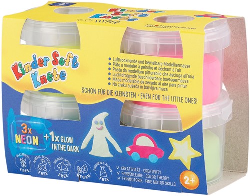 Kinder Soft Klei Hyper 4x80g (3x Neon & 1 Glow In The Dark)