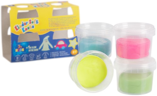 Kinder Soft Klei Hyper 4x80g (3x Neon & 1 Glow In The Dark)-2