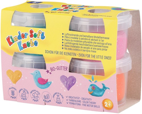 Kinder Soft Klei Bio-Glitter 4x80g