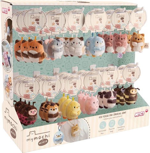 NICI - Assortiment knuffel mymochi mini's 5cm 12 designs 36st in display 37x14x34,5cm