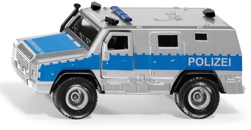 Siku Rheinmetall MAN Survivor R Politie-hulpverleningsvoertuig 1:50 metaal/kunststof zilver/blauw deuren kunnen open-2