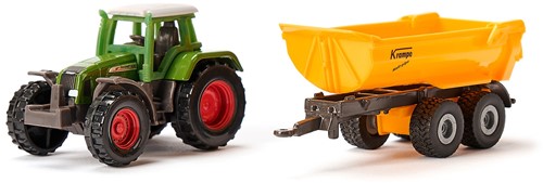 Siku Fendt tractor met Krampe kiepwagen speelgoedtractor metaal/kunststof groen/geel afneembare cabine kiepbak aanhanger met rubberen lichtlopende wielen trekhaak-3