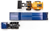 Siku MAN Vrachtwagen met dieplader en JCB-shovel 1:87 metaal/kunststof blauw/geel opklapbare oprijplaat beweegbare arm-3