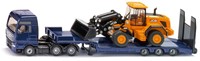 Siku MAN Vrachtwagen met dieplader en JCB-shovel 1:87 metaal/kunststof blauw/geel opklapbare oprijplaat beweegbare arm-2
