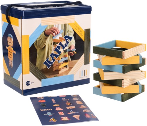 Kapla - 120 BOX blue, yellow, green : 90 natural + 30 coloured planks-2