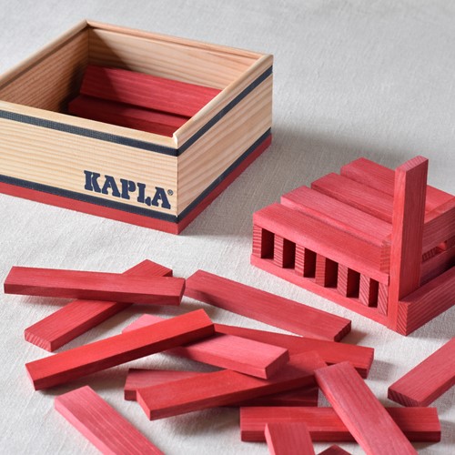 Kapla - 40 SQUARES - Colored planks red-3