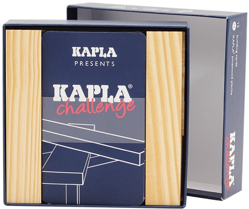 Kapla - KAPLA Challenge Dutch : 12 challenge cards & 16 natural planks-2