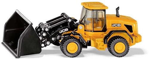 Siku JCB 457 Shovel 1:87 metaal/kunststof geel/zwart scharnierend koppelstuk beweegbare graafbak-2