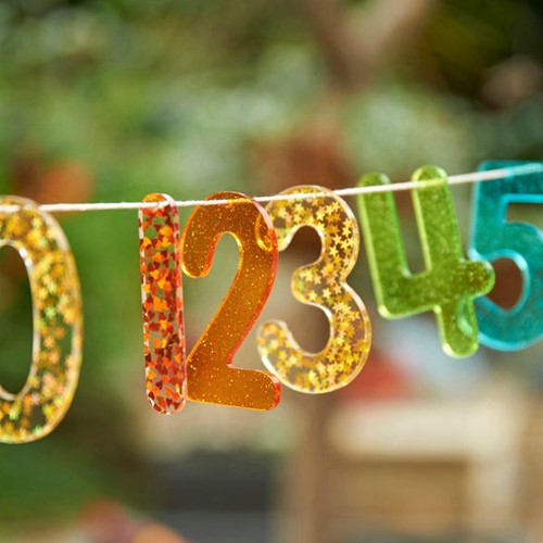 Tickit Doorschijnende Regenboog Glitter Nummers-3