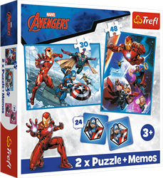 Trefl 2in1 + memos - Heroes in the action / Disney Marvel The Avengers
