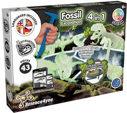 Science4you Fossil Excavations 4 in 1 Glow in the Dark