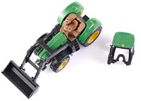Siku John Deere Tractor met voorlader groen metaal/kunststof rubberen banden beweegbare voorlader-3