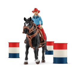 Schleich Farm World Barrel racing met cowgirl
