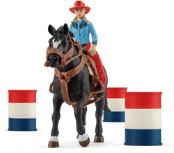 Schleich Farm World Barrel racing met cowgirl