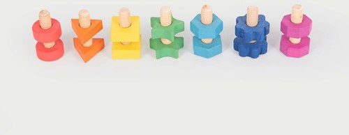 Tickit Regenboog Houten Moeren & Bouten 7 stuks