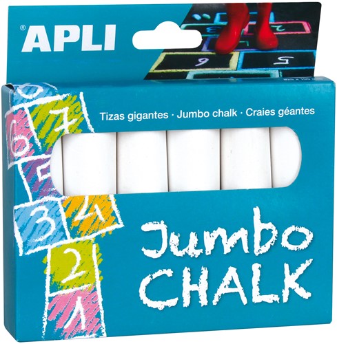 APLI - Jumbo Krijt Wit 6 stuks