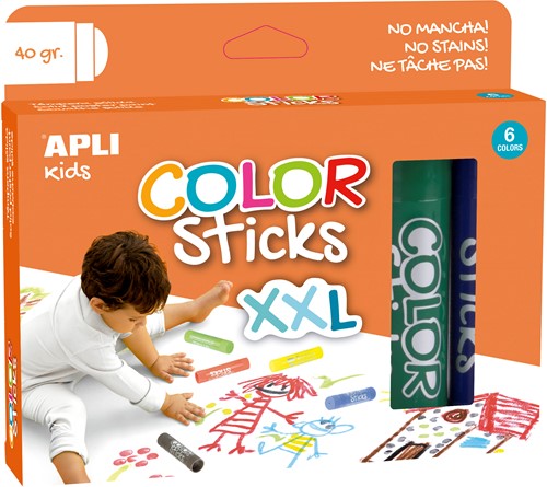 APLI - Verfsticks 40G Assorti Kleur 6 stuks