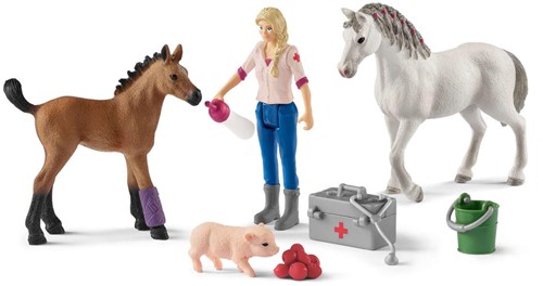 Schleich Farm World Dierenarts Op Bezoek Bij Merrie en Veulen