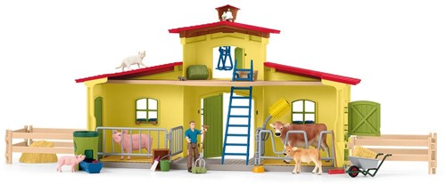 Schleich Farm World Grote stal, geel-3