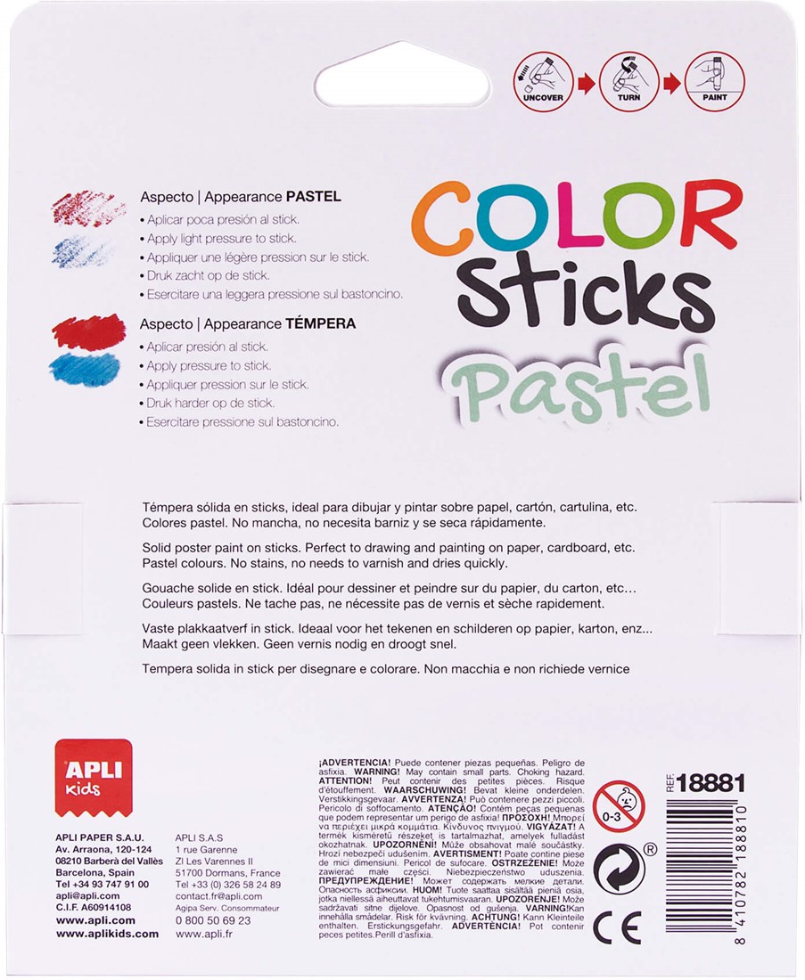 APLI - Color stick pastel 6 kleuren OKU