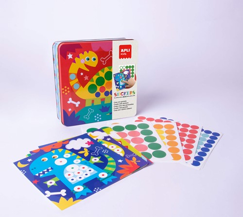 APLI - Dino stickers in blik (8 kaarten, stickers&vb)-2