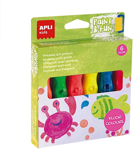 APLI - Neon Kleuren Verf 6 stuks
