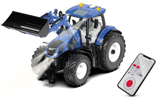 Siku New Holland T7.315 Tractor met voorlader blauw metaal/kunststof 1:32 op afstand bestuurbaar zonder controller besturing via app mogelijk-2