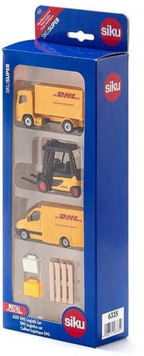 Siku DHL logistiek geschenkset inclusief vrachtwagen heftruck bezorgwagen pallets en pakketten metaal/kunststof geel bewegende onderdelen-2
