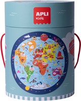 APLI - Wereldkaart Vloerpuzzel Rond 48-delig