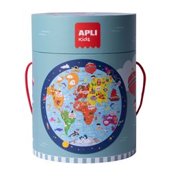 APLI - Wereldkaart Vloerpuzzel Rond 48-delig