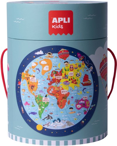 APLI - Wereldkaart Vloerpuzzel Rond 48-delig