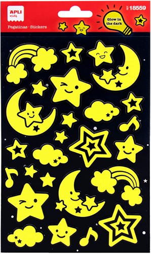 APLI - 1 Vel Stickers Glow In The Dark Ster & Maan