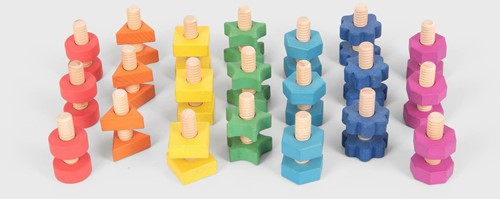 Tickit Regenboog Houten Moeren & Bouten 21 stuks