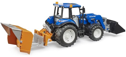 Bruder New Holland T5.120 met FL, laadbak, vorken+1ronde baal-3