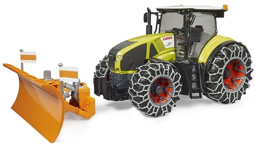 Bruder Claas Axion 950 met sneeuwkettingen en ploegblad-2