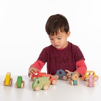 Tickit Set Met Regenboog Houten Voertuigen-2