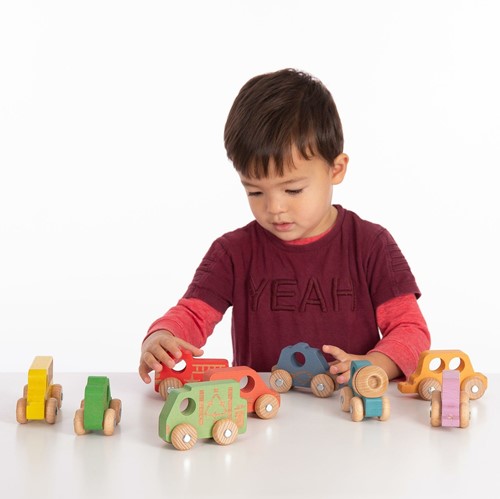 Tickit Set Met Regenboog Houten Voertuigen-2