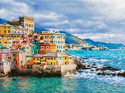 Diamond Dotz - Winter Day View, Boccadasse, Genoa, Italy