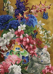 Diamond Dotz - Gilded Cat & Flowers