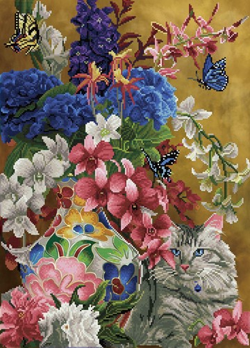 Diamond Dotz - Gilded Cat & Flowers