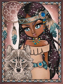 Diamond Dotz - Indian Girl With Wolf