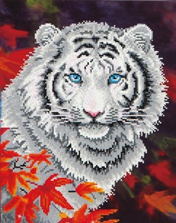 Diamond Dotz - White Tiger In Autumn With Frame