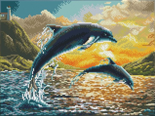 Diamond Dotz - Dolphin Sunset - Pre-Framed Kit