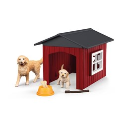 Schleich Farm World Dog Kennel With Golden Retrievers