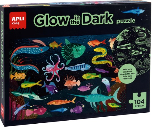 APLI - Oceaan Puzzel Glow in the Dark 104-delig + poster