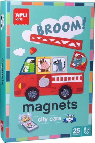 APLI - Voertuigen Magneetkaart (bord 28x18cm, 25 magneten)