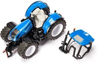 Siku New Holland T7.315 HD speelgoedtractor 1:32 metaal/kunststof blauw incl. frontgewicht motorkap kan worden geopend met trekhaak-3