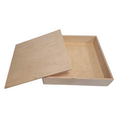 Houten speelbak met deksel (25x25x5 cm)